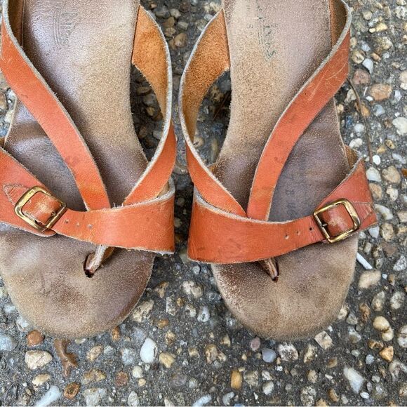 Vintage 1980’s USA made gum sole wedge thongs size 6 7 - Picture 2 of 5